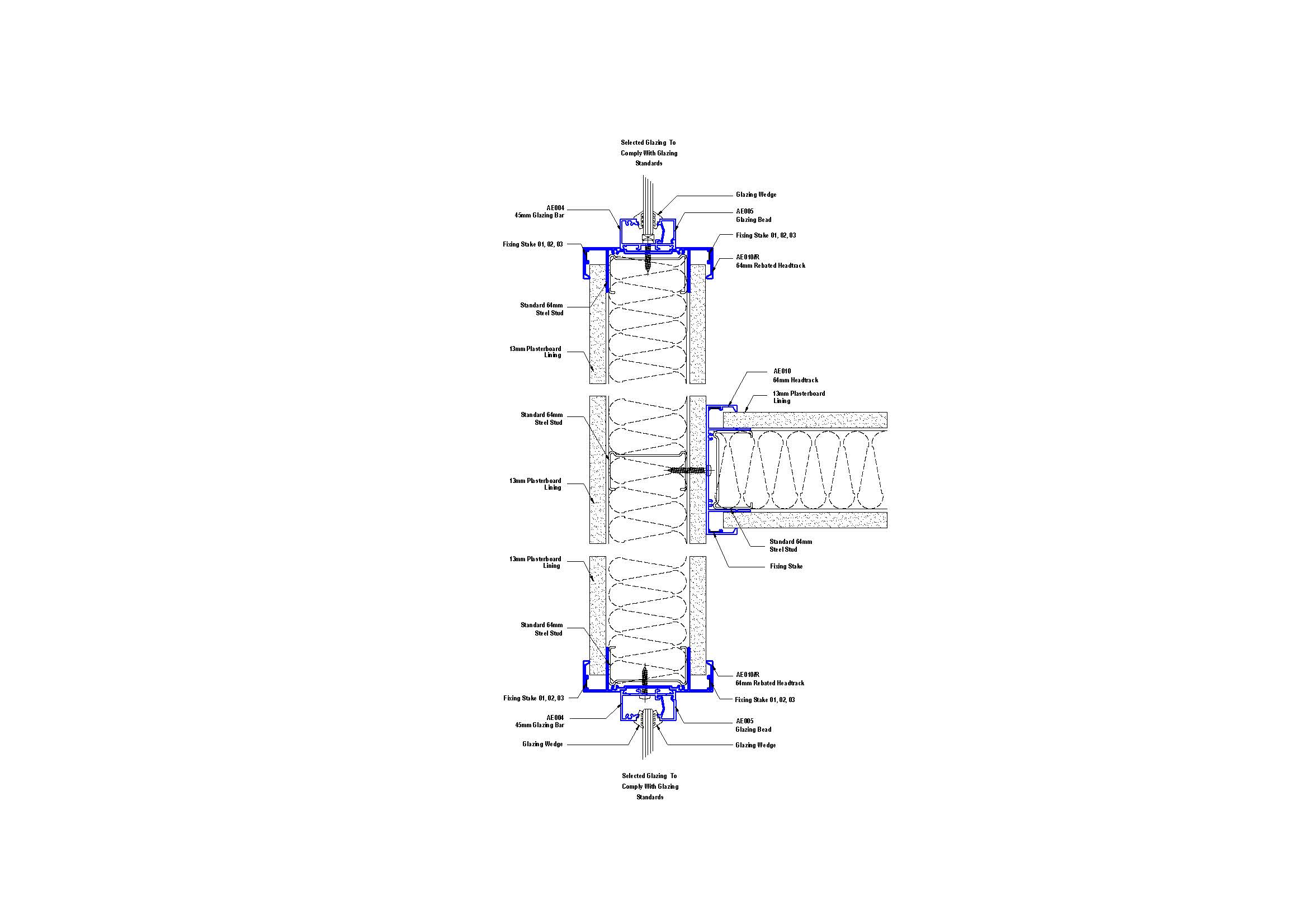 E45-04 Plasterboard to 45mm Glazing Plan